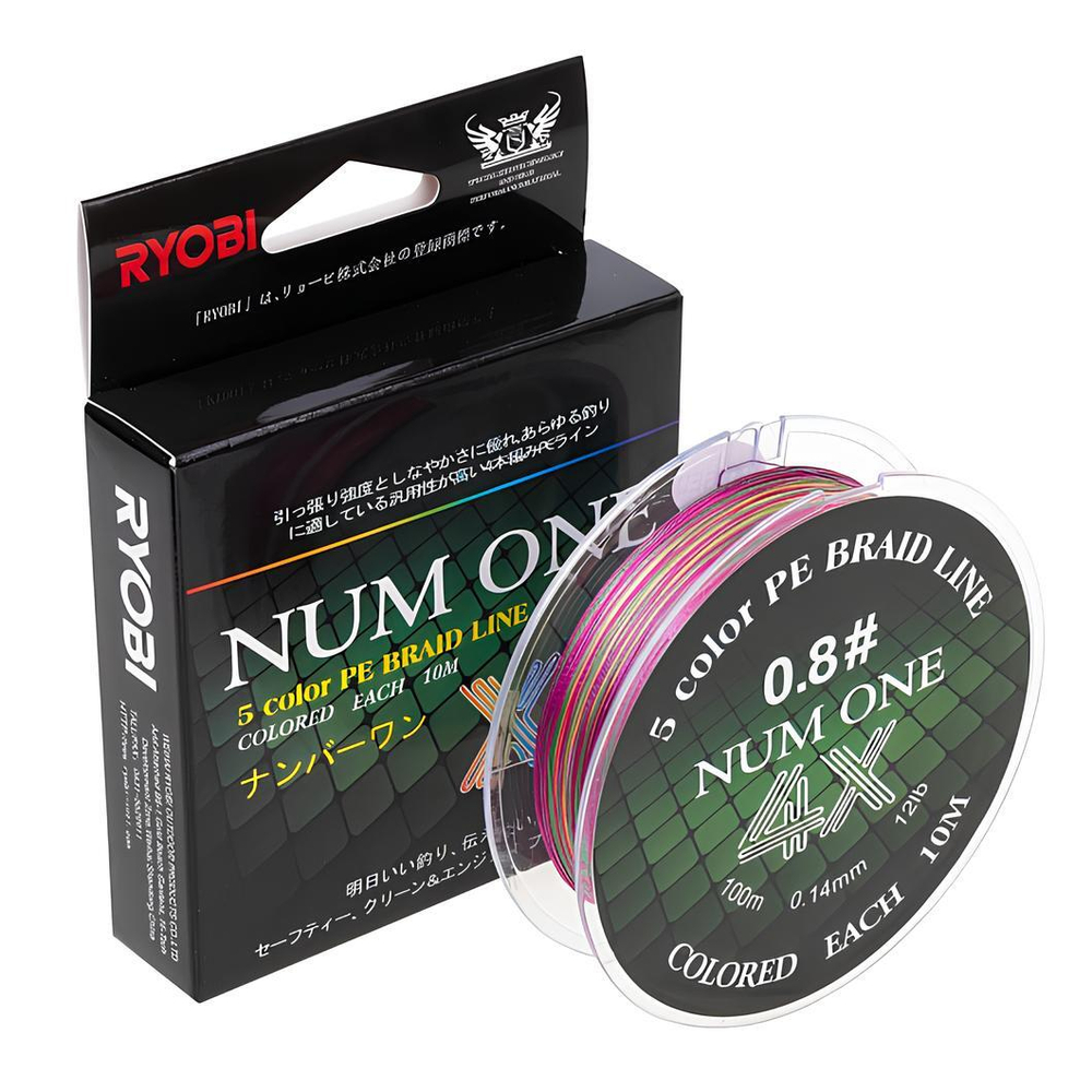 Шнур NUM ONE PE4X-100M 0.8#/0,148 mm Multi Colour