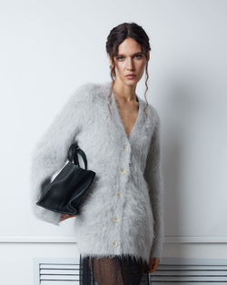 Кардиган на пуговицах из альпака светло-серый