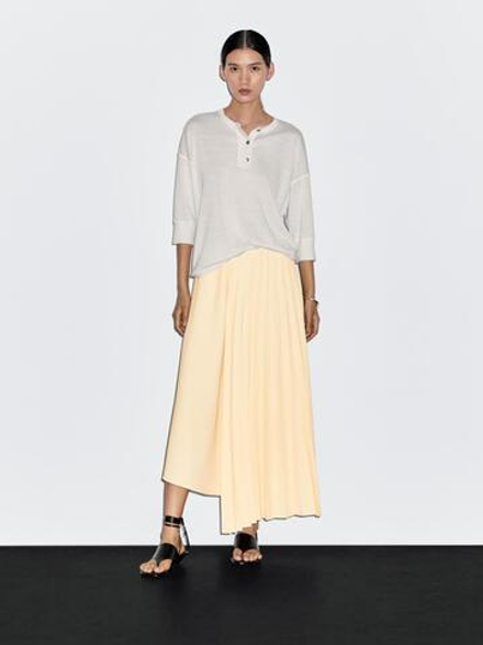 Massimo Dutti Юбка асимметричного кроя в складку, желтый
