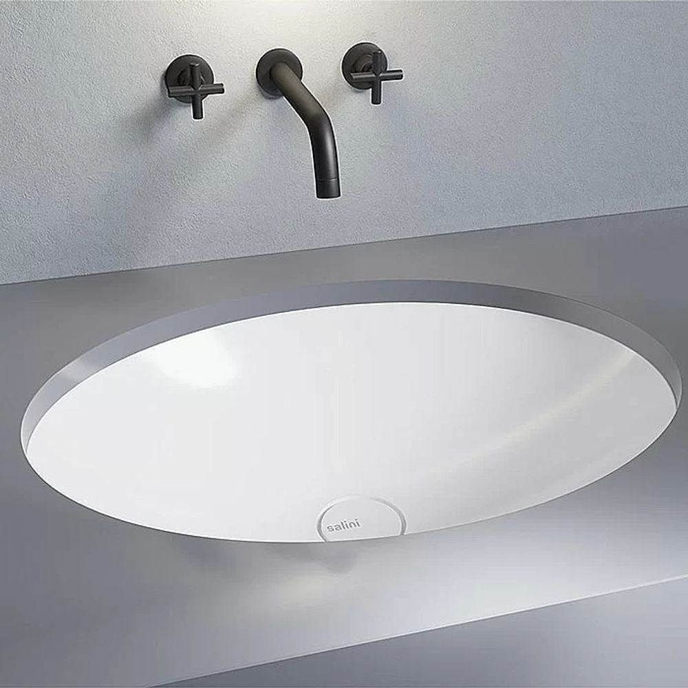 Раковина врезная снизу столешницы Salini MAREA 11 1802211M 55 из искусственного камня S-Stone, белая матовая