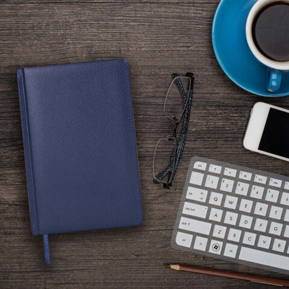 Ежедневник недатированный А5 138x213 мм BRAUBERG "Profile" балакрон, 136 л., синий, 123426