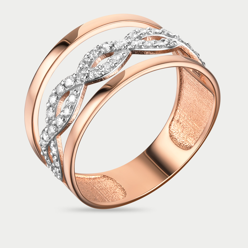 Кольцо женское из розового золота 585 пробы с фианитами (арт. РКд3787)