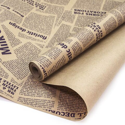 Упаковочная бумага, Крафт (0,7*5 м) Газета, Milk Chocolate, Фиолетовый, 1 шт.