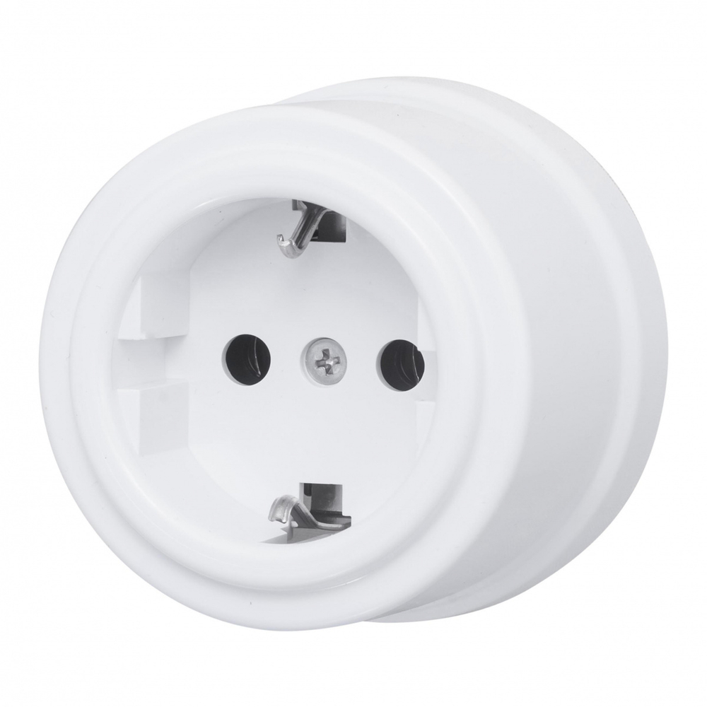 Розетка с З.К., пластик, цвет белый B1-101-21