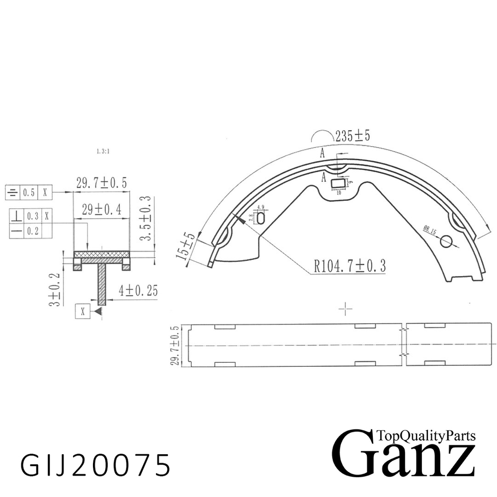 Колодки барабанные Audi Q7, MB W164, Porsche Caenne, VW Toureg 02 GANZ GIJ20075