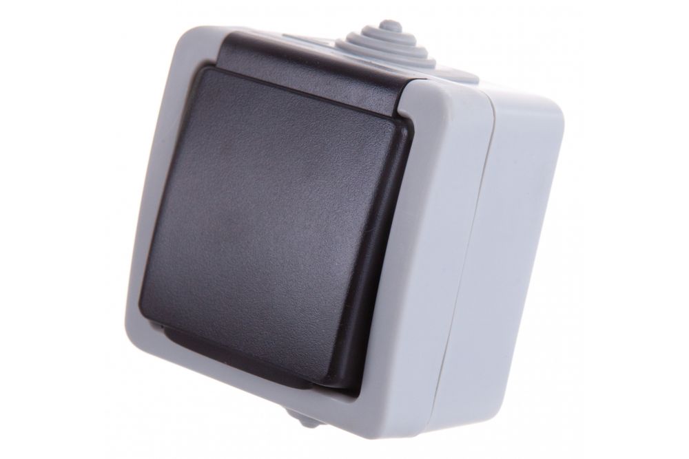 Розетка AQVA 1-местная c/з о/п бел.с крышкой IP44 16А 250В