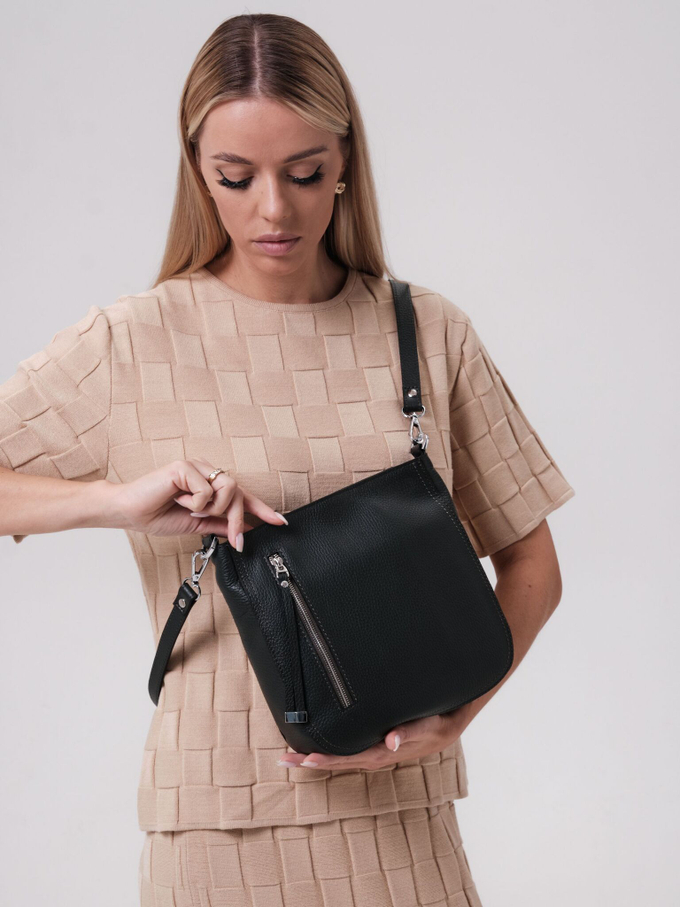 Сумка кожаная кросс-боди темно-зеленая