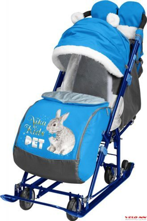 Санки-Коляска Ника Детям НД7-6/15 С кроликом васильковый