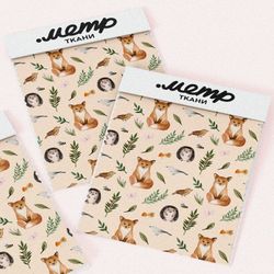 Ткань бифлекс лиса с животным миром