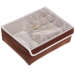 Кофр - органайзер для хранения вещей с прозрачной крышкой «УЮТДОМА», цвет махагон коричневый, 13 отделений, 32*24*12см