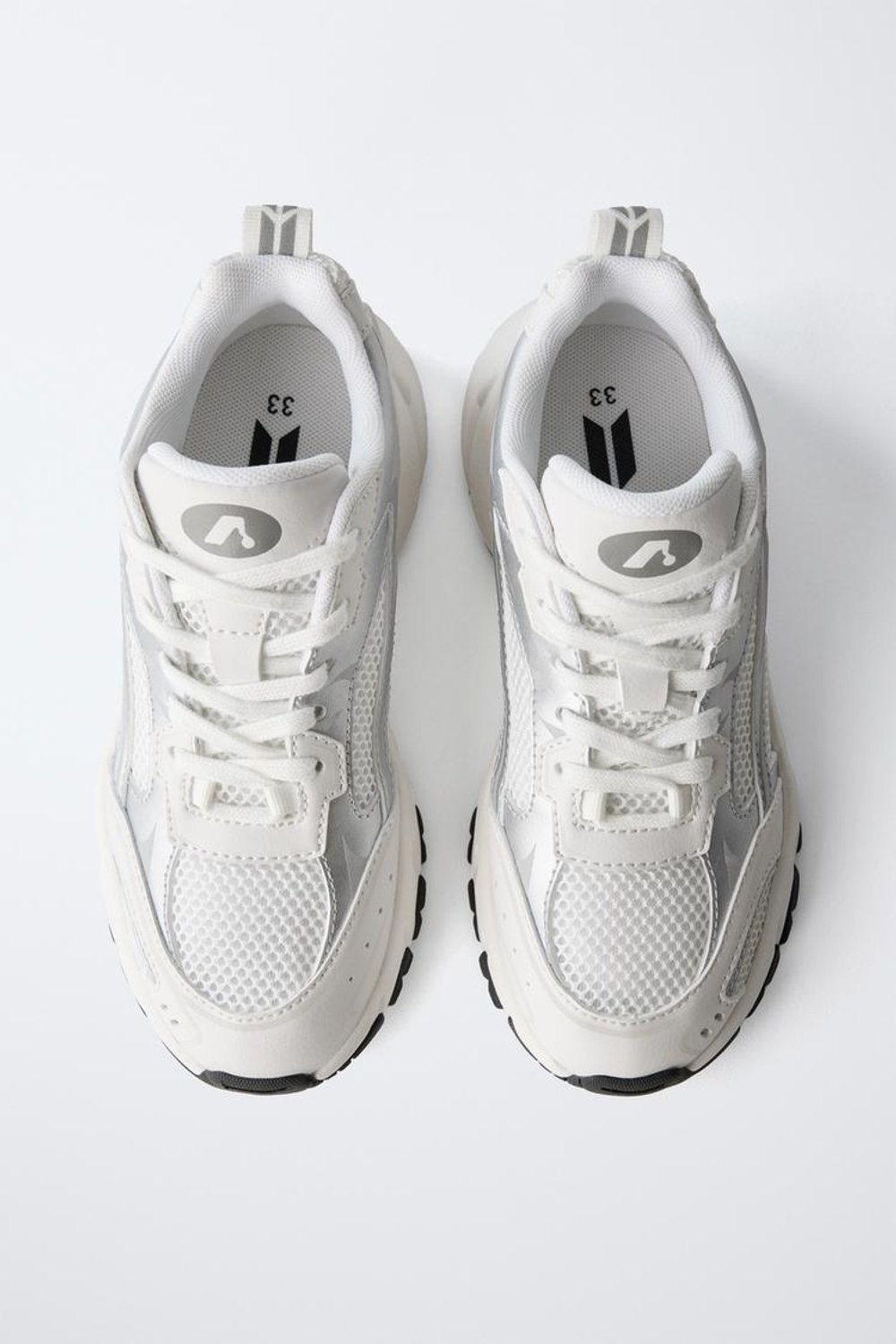ZARA СПОРТИВНЫЕ КРОССОВКИ С СЕТЧАТЫМИ ДЕТАЛЯМИ, БЕЛЫЙ