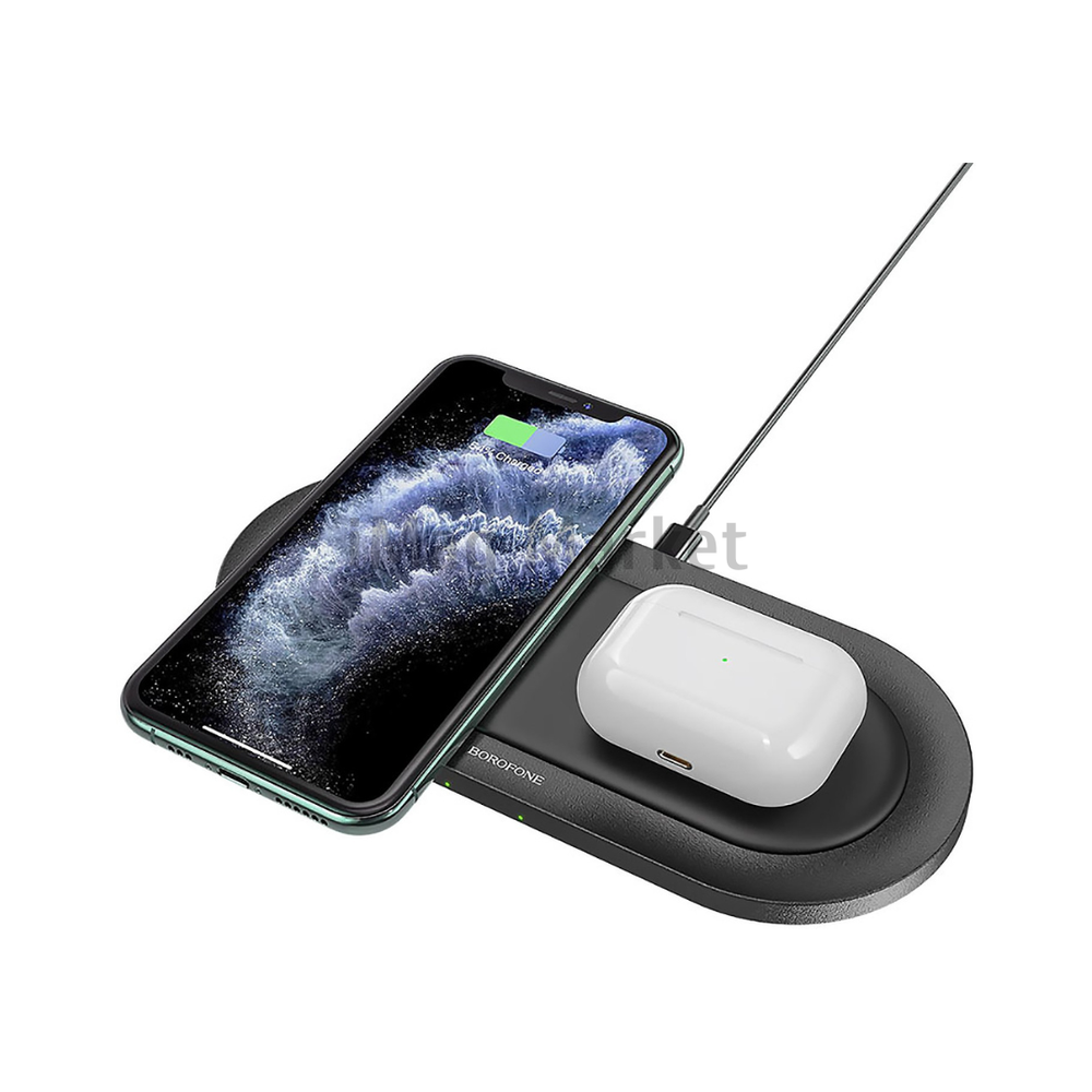 Беспроводное зарядное устройство Borofone BQ7, 18W, 2A + кабель USB - Type-C, 1м, черный