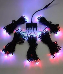 Комплект гирлянды на деревья с контроллером 50 м., 5 лучей по 10 м., 500 RGB LED ламп, черный силикон, Beauty Led (KFT300-10-1RGBBK)