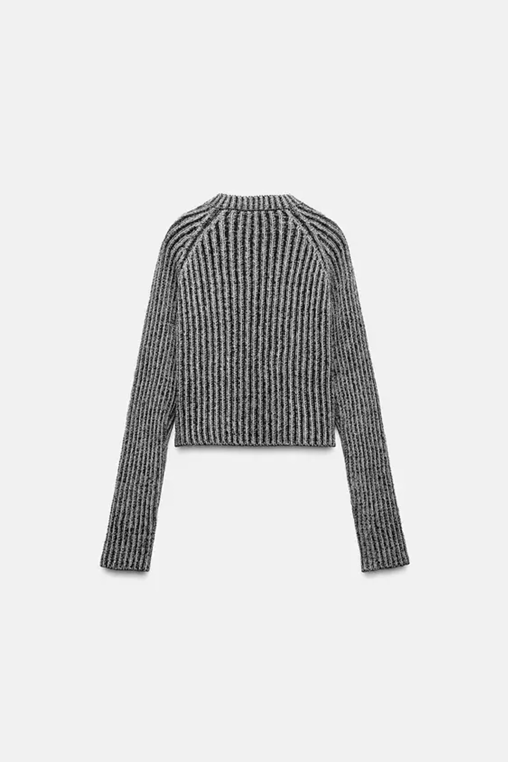 ZARA УКОРОЧЕННЫЙ СВИТЕР В РУБЧИК, СИНИЙ/ИНДИГО