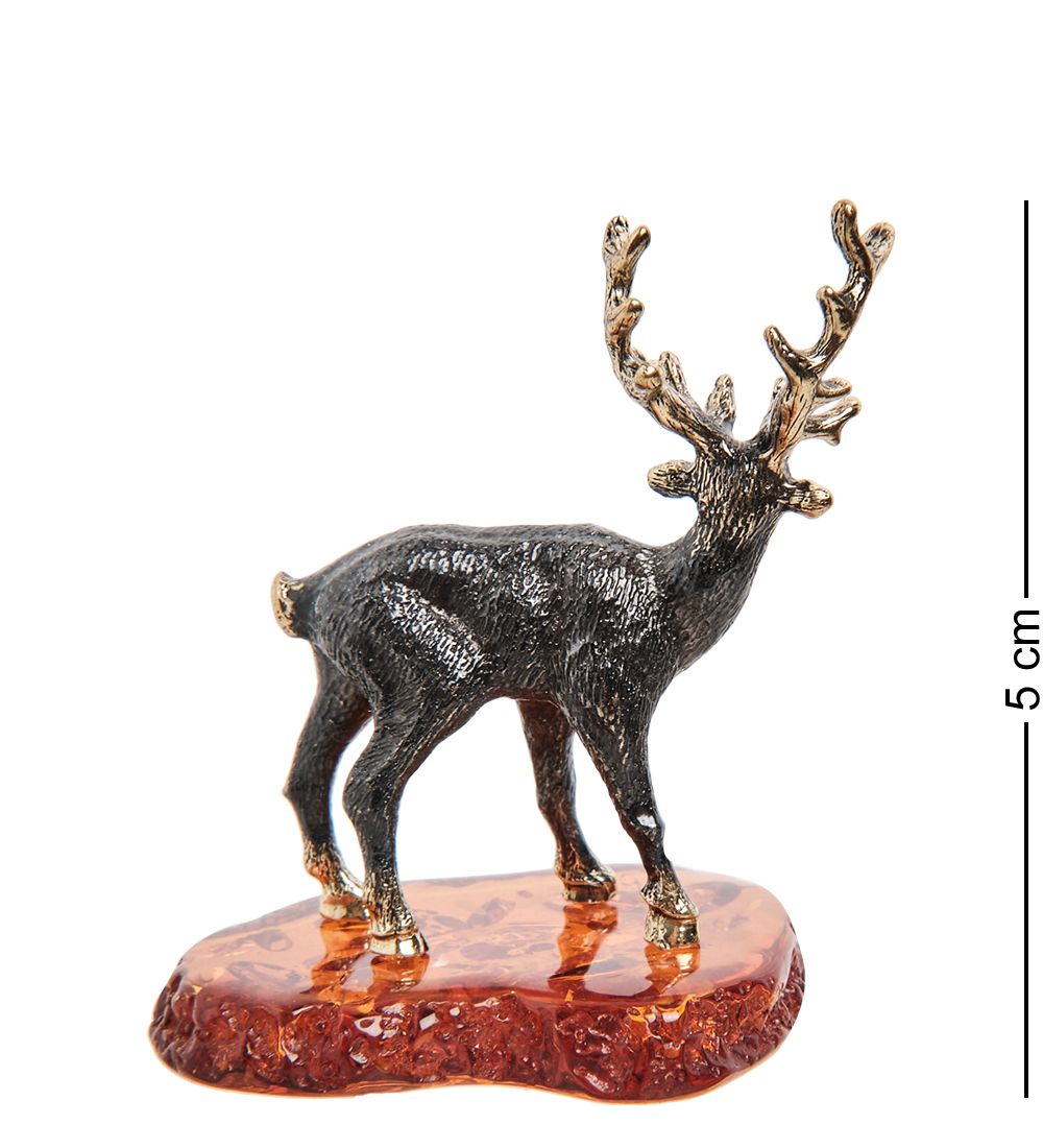 Народные промыслы AM-1811 Фигурка «Олень» (латунь, янтарь)