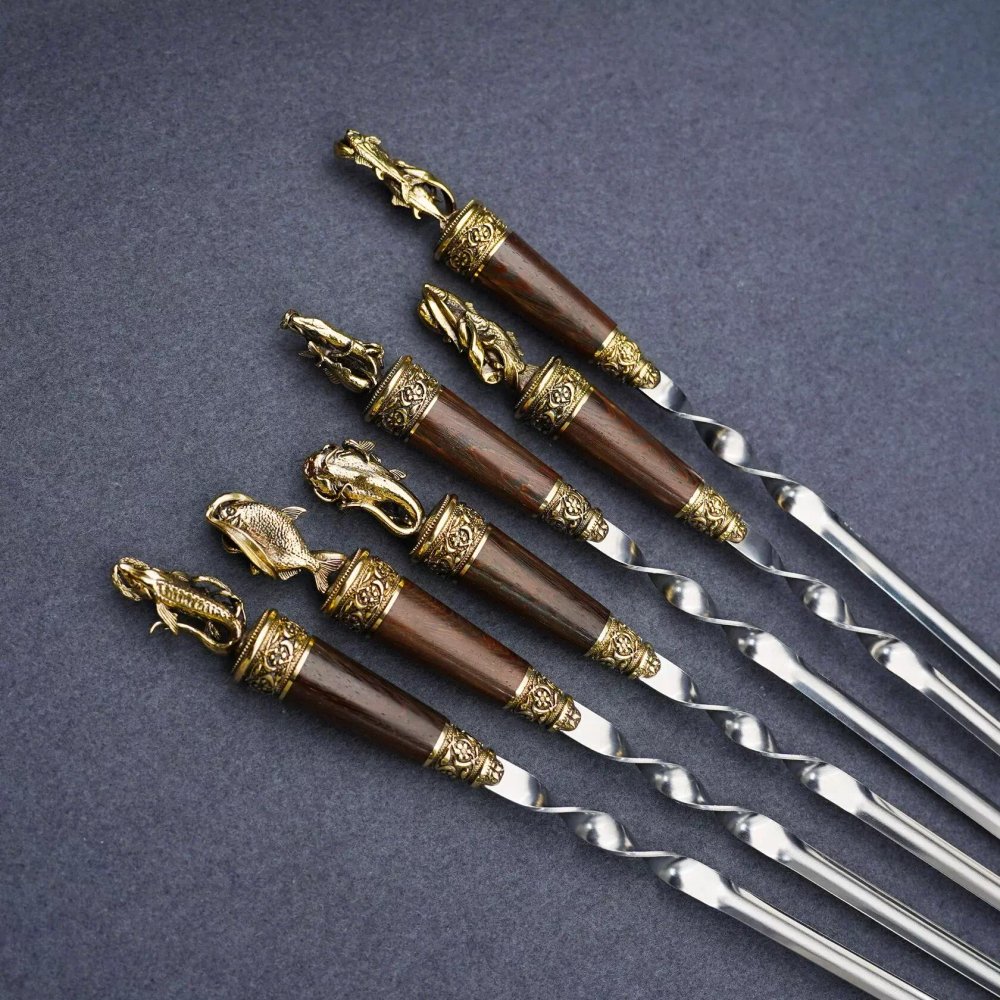 Подарочный набор шампуров "Удачный улов", рукояти венге