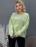 Оптом Кофта теплая зеленая Барби размерный ряд 42-50 оверсайз