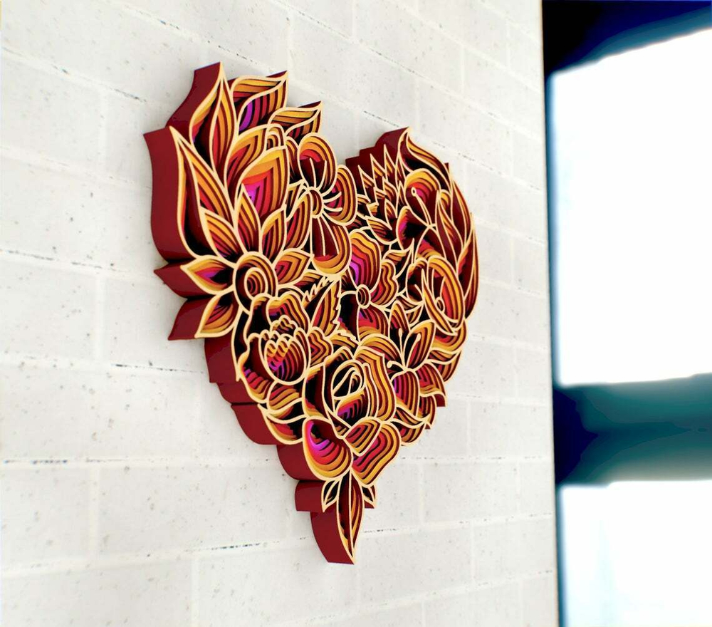 Мандала Сердце от SamCraft - сборные объемные 3D картины из дерева своими руками