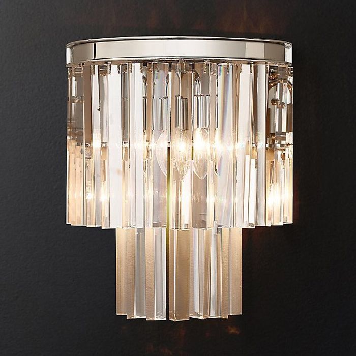 Бра Restoration Hardware 1920s Odeon Clear Glass Fringe Sconce Polished Nickel