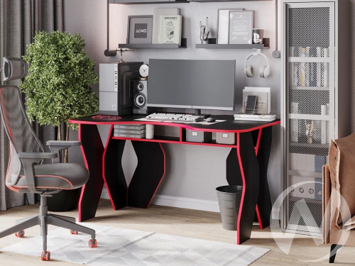 Компьютерный стол КЛ №9.0 (черный/красный)