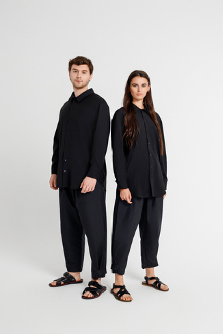 Рубашка-китель OVERSIZE, черная