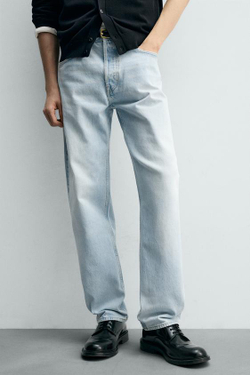 ZARA ДЖИНСЫ STRAIGHT FIT, ГОЛУБОЙ