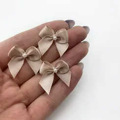 Бантик серебристый пион с бусинкой, Arta-F