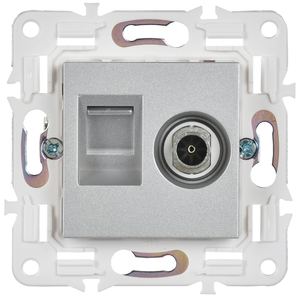 SKANDY Розетка двойная TV+RJ45 кат.5E SK-A14S серебряный IEK