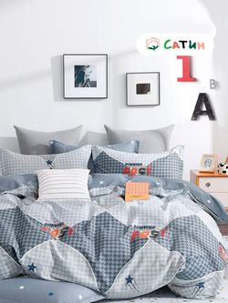 Постельное белье сатин Milky Garden "Fast/Fast (компаньон)" евро Наволочка 50х70 см 2 шт Простынь 240x215 см Пододеяльник 200x215 см