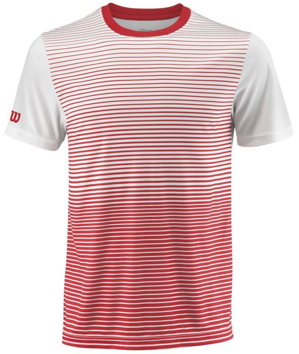 Футболка для мальчика теннисная Wilson Team Striped Crew - wilson red/white