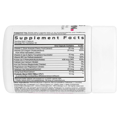 Codeage, мультивитамины для женщин, 30 растительных капсул