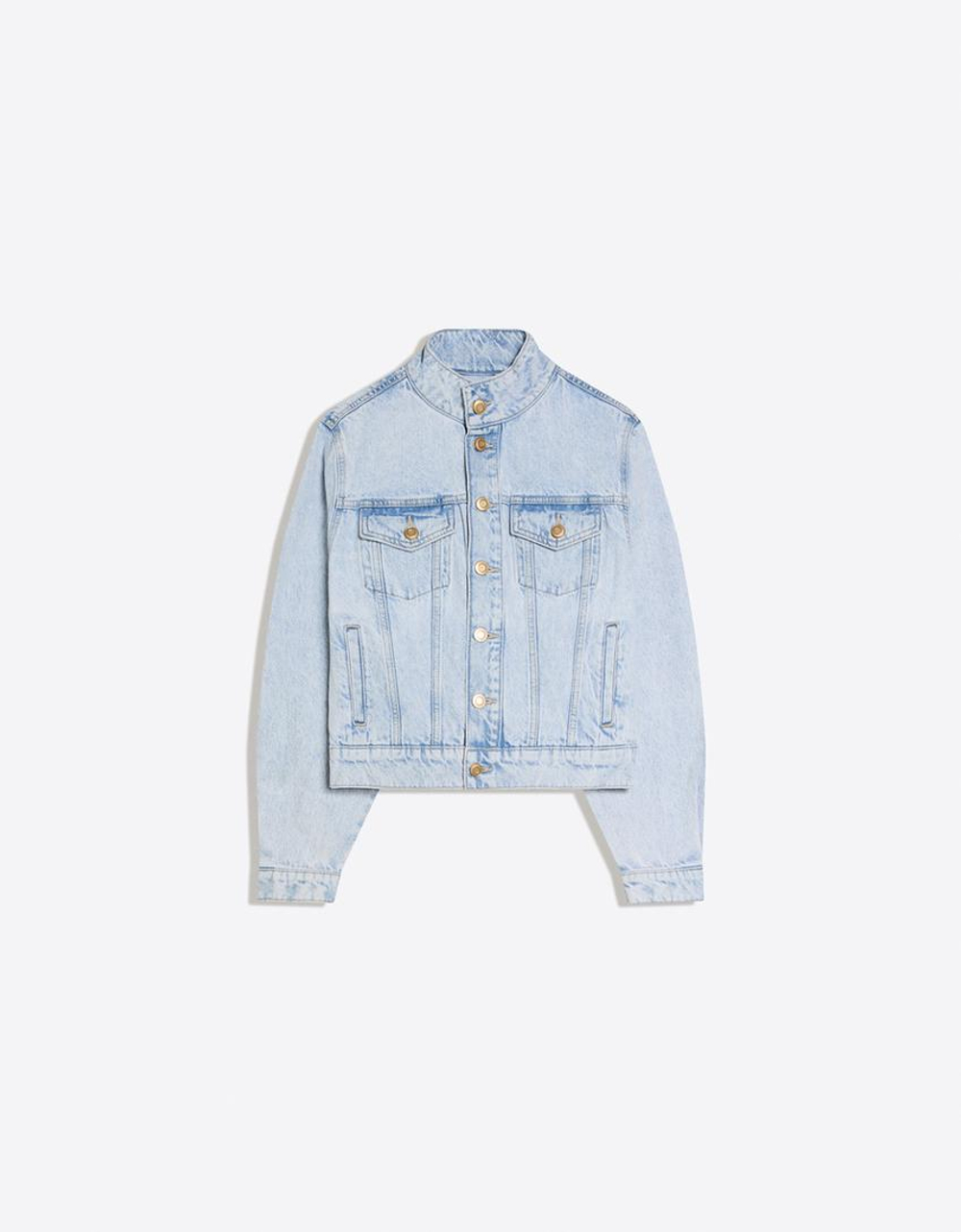 BERSHKA Джинсовая куртка, светло-голубой