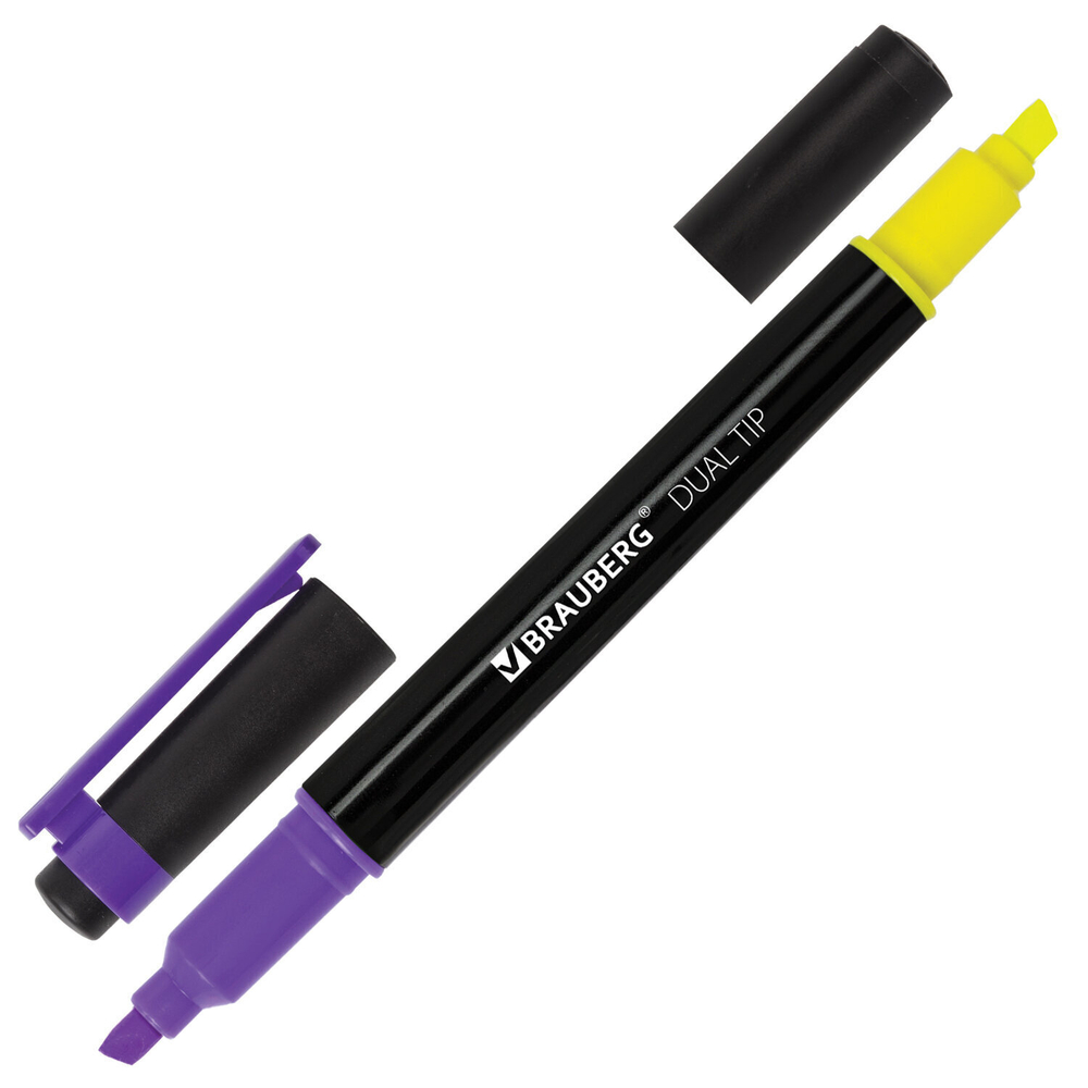 набор текстовыделителей двусторонних BRAUBERG DUAL TIP 4 шт. ассорти линия 1-4 мм (4 штуки в упаковке)