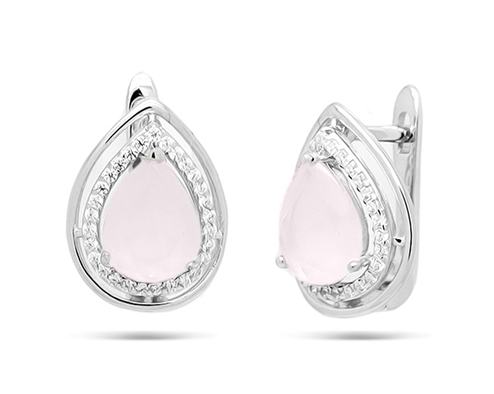Серьги из серебра с розовым кварцем