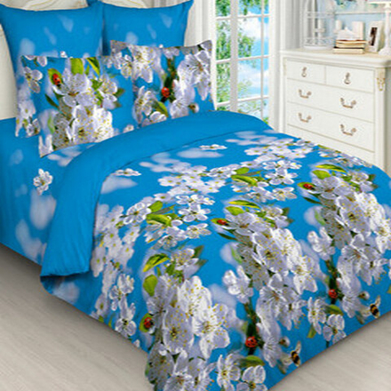 Комплект постельного белья "ВЛ. ЦВЕТЕНИЕ ВИШНИ", бязь, 100% хлопок, Россия.