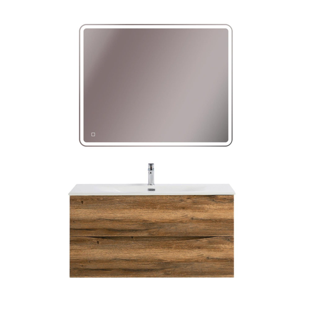 Тумба с раковиной подвесная BelBagno MARINO-CER-MINI-1000-2C-SO-RR-P Rovere Rustico, раковина белая BB-8099-3-100