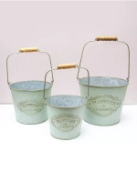 Винтажное металлическое кашпо с ручкой 23,5*13 см