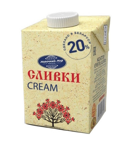 Сливки 20% 500г. Молочный мир