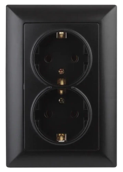 Розетка Intro Solo 4-205-05 с заземлением двойная 2X2P+E Schuko 16А-250В IP20 скрытой установки черный