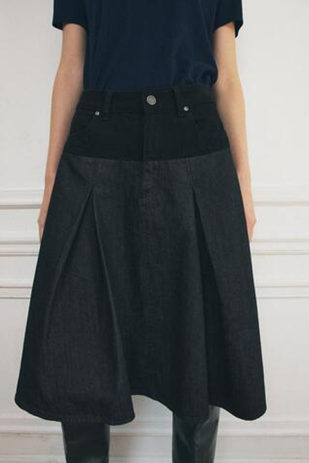 ZARA ДЖИНСОВАЯ ЮБКА — ZW COLLECTION, СИНИЙ