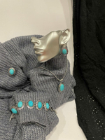 Комплект бижутерии. Подвеска, серьги, браслет  "Бирюза" Форма "Овал""