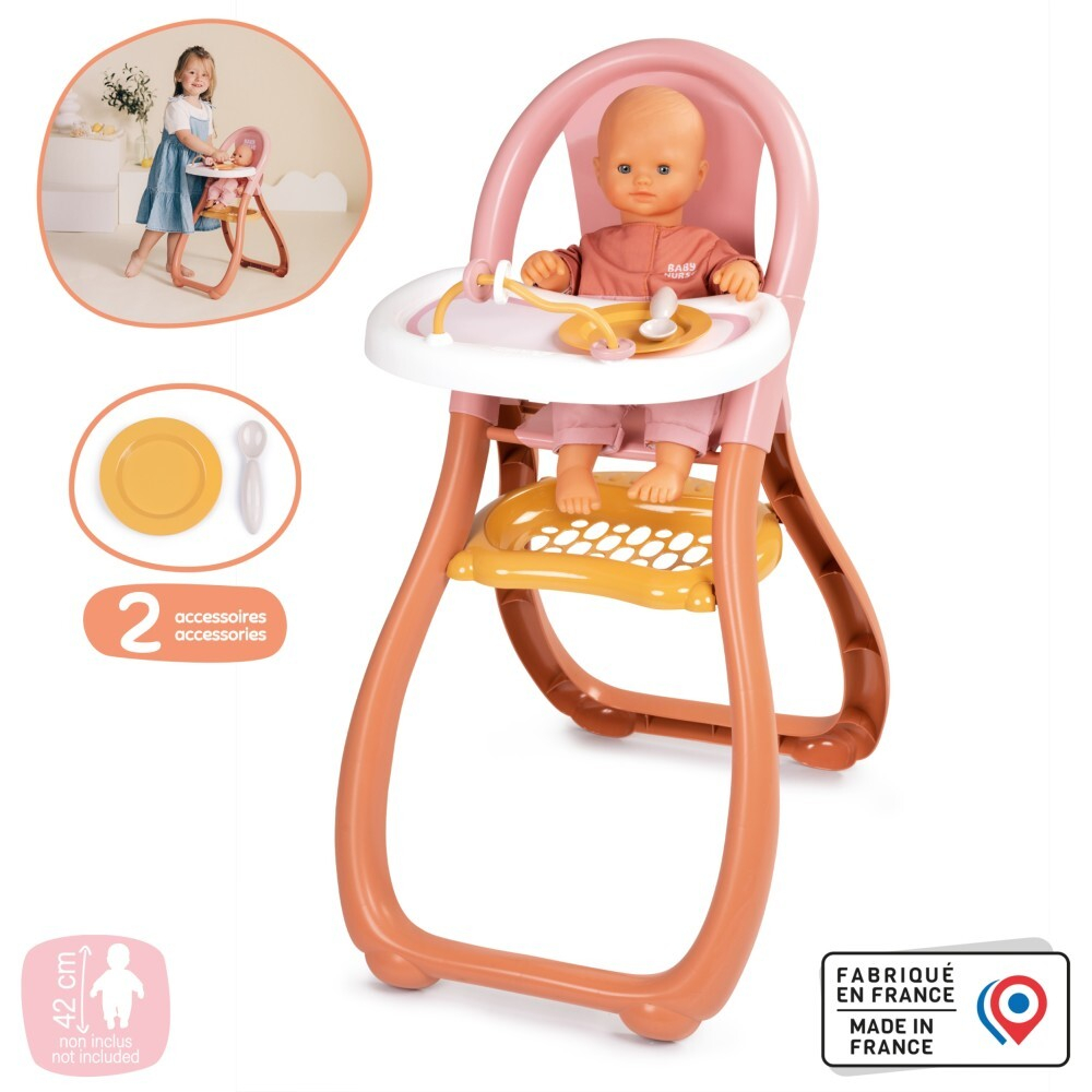 Smoby Baby Nurse - Стульчик для кормления + аксессуары Для куклы 42 см 220388