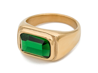 Перстень с прямоугольным зеленым кристаллом