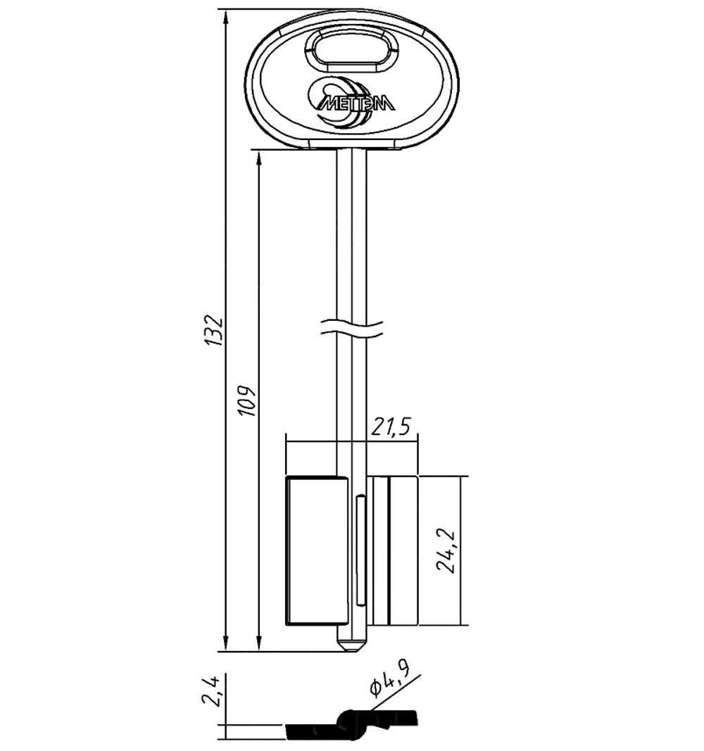 Заготовка сувальдного ключа 12639 MET23DP
