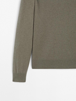 Massimo Dutti Свитер из 100% кашемира с воротником-поло, светлый хаки