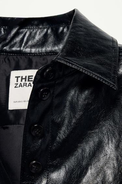 ZARA КУРТКА-ПЕПЛУМ ИЗ ИСКУССТВЕННОЙ КОЖИ — THE ITEM ZARA WOMAN, ЧЕРНЫЙ