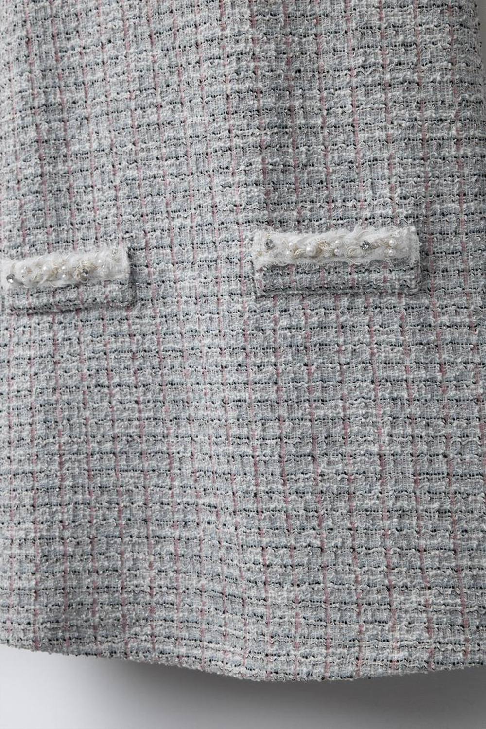 ZARA ПЛАТЬЕ ИЗ РЕЛЬЕФНОЙ ТКАНИ, СВЕТЛО-ГОЛУБОЙ