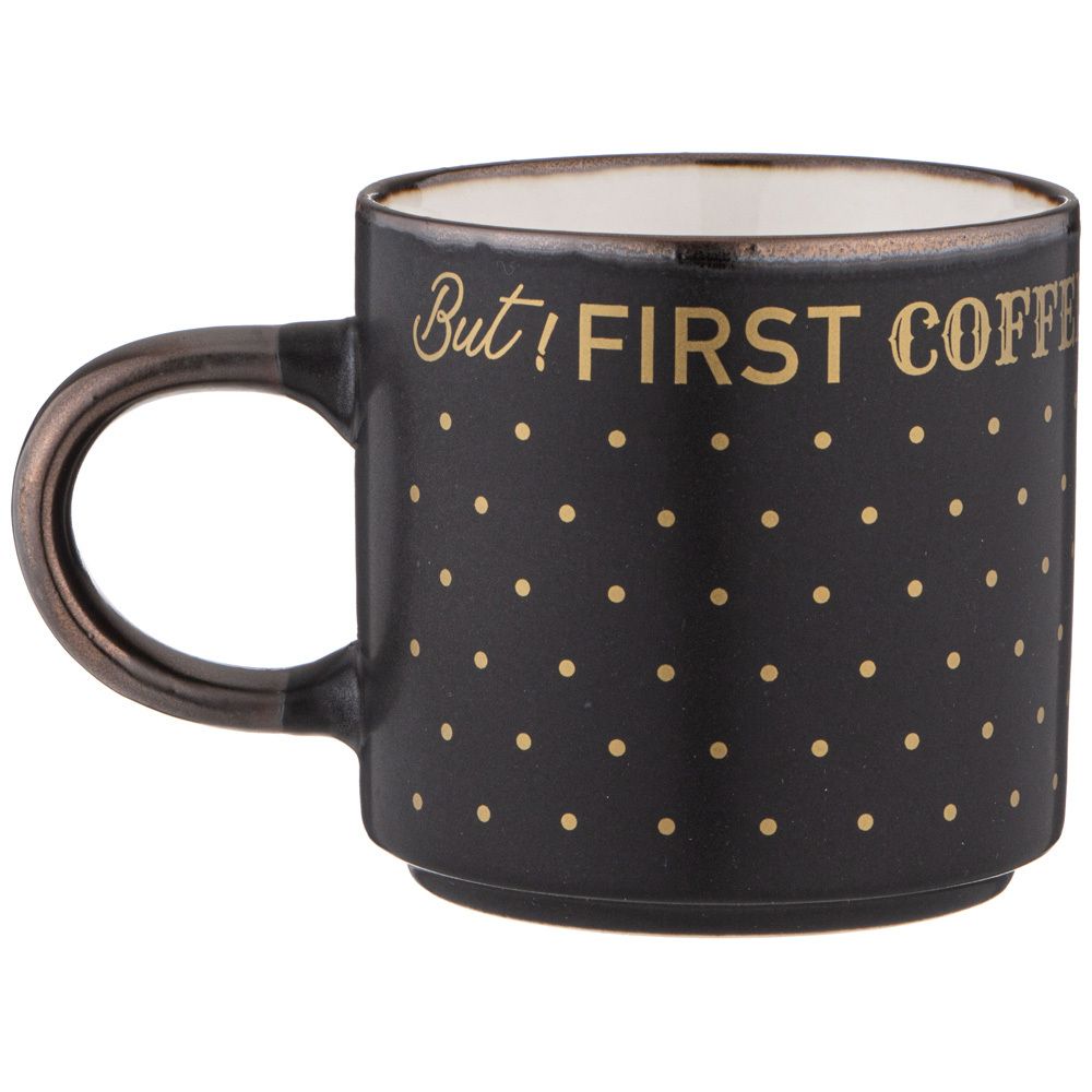 КРУЖКА "BUT FIRST COFEE" 390 МЛ ЧЕРНАЯ