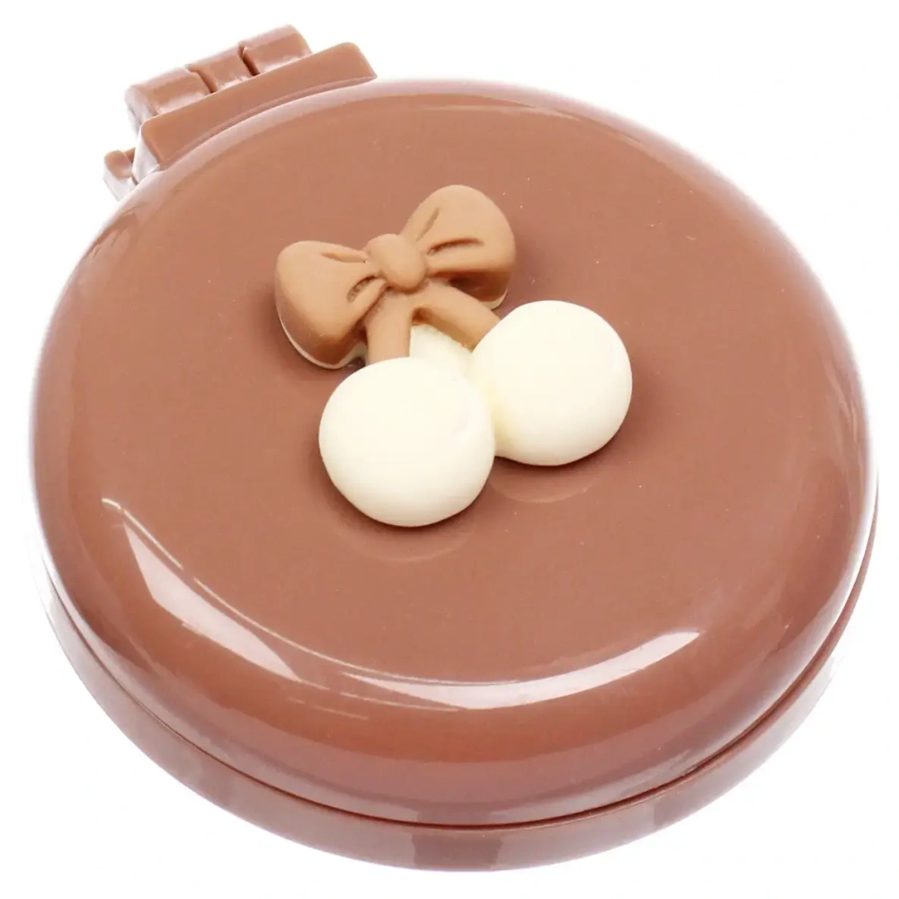 Расчёска массажная складная с зеркалом «БАМБИ БУМ», цвет шоколад, d-6.5см (пакет с подвесом)