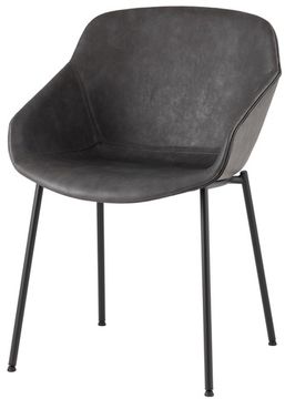 Стул Ashby сиденье серая экокожа, ножки черный металл